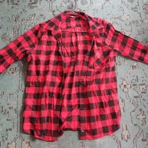 Womens Red and White Check Flannel